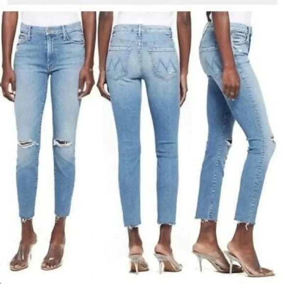 Mother|| The Insider Crop Step Fray Hem Jeans Thrilling Shots Size 25 B2331 - Picture 3 of 8